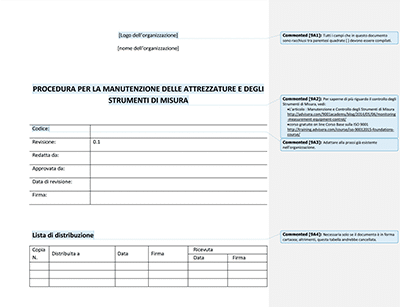 Procedura per la Manutenzione delle Attrezzature e degli Strumenti di Misura - 9001Academy