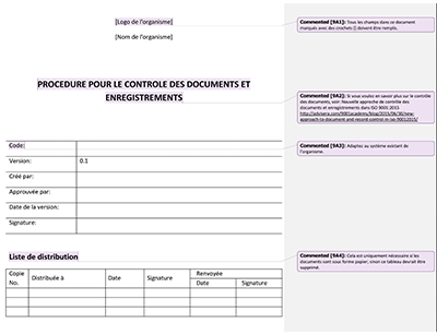 Procédure pour le contrôle des documents et des enregistrements - 9001Academy