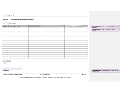 Fiche d'évaluation de conformité - 9001Academy