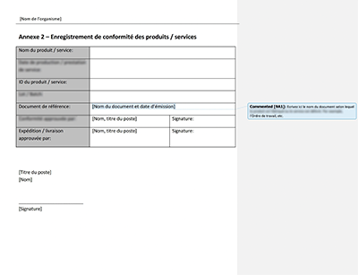 Enregistrement de conformité des produits / services - 9001Academy