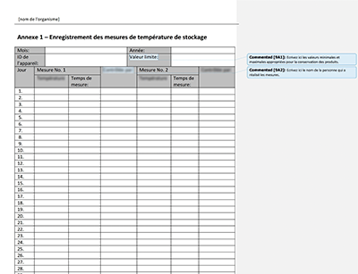 Enregistrement des mesures de température de stockage - 9001Academy
