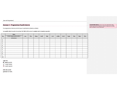 Programme d'audit interne - 9001Academy