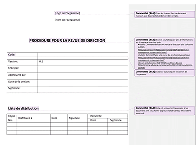 Procédure pour la revue de direction - 9001Academy