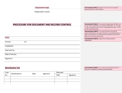 Procedure for Document and Record Control - 14001Academy