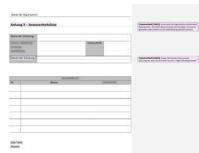Anwesenheitsliste - 14001Academy
