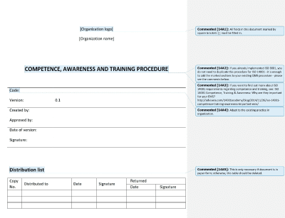 Competence, Training and Awareness Procedure - 14001Academy