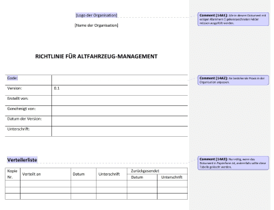 Richtlinie für Altfahrzeug-Management - 14001Academy