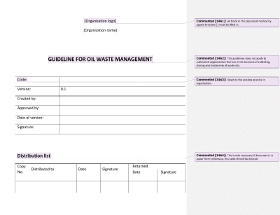 Guideline for Oil Waste Management - 14001Academy