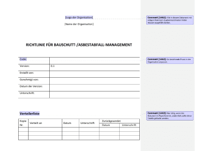 Richtlinie für Bauschutt-/Asbestabfall-Management - 14001Academy