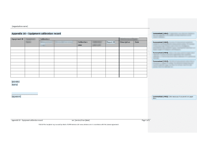 Equipment Calibration Record - 14001Academy