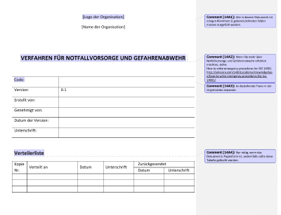 Verfahren für Notfallvorsorge und Gefahrenabwehr - 14001Academy