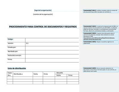 Procedimiento para control de documentos y registros - 14001Academy