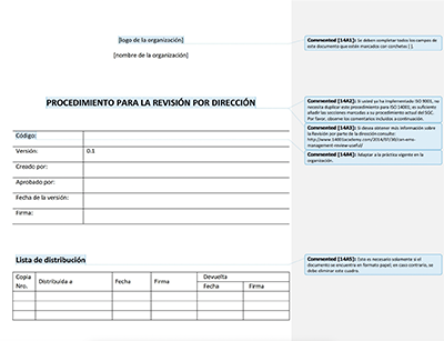 Procedimiento para la revisión por Dirección - 14001Academy