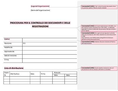Procedura per il Controllo dei Documenti e delle Registrazioni - 14001Academy