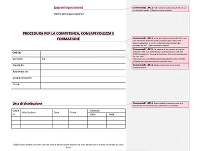 Procedura per la Competenza, Consapevolezza e Formazione - 14001Academy