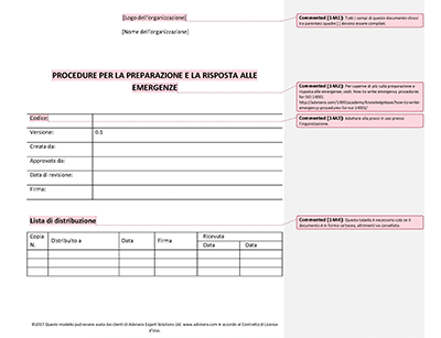 Procedure per la Preparazione e la Risposta alle Emergenze - 14001Academy
