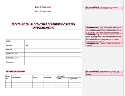 Procédure pour le contrôle des documents et des enregistrements - 14001Academy