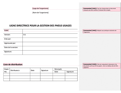 Ligne directrice pour la gestion des pneus usagés - 14001Academy