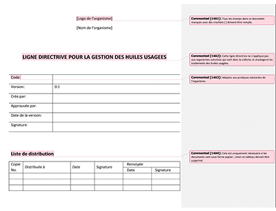 Ligne directrice pour la gestion des huiles usagées - 14001Academy