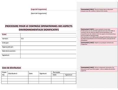 Procédure pour le contrôle opérationnel des aspects environnementaux significatifs - 14001Academy