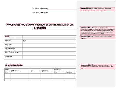 Procédures pour la préparation et l'intervention en cas d'urgence - 14001Academy