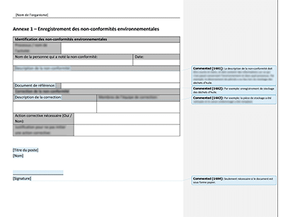 Enregistrement des non-conformités environnementales - 14001Academy