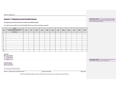 Programme annuel d'audits internes - 14001Academy