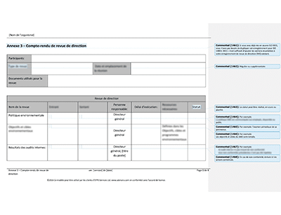 Compte-rendu de revue de direction - 14001Academy