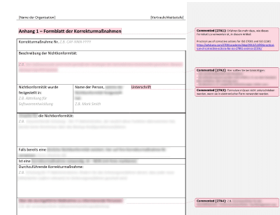 Formblatt der Korrekturmaßnahmen - 27001Academy