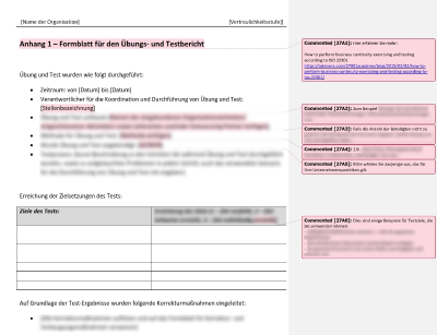 Formblatt für den Übungs- und Testbericht - 27001Academy