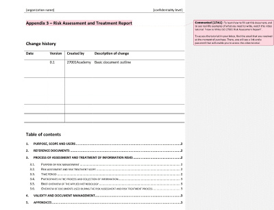 Risk Assessment and Treatment Report - 27001Academy