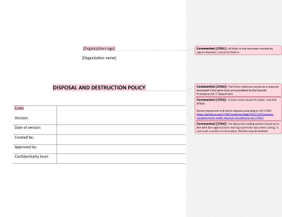 Disposal and Destruction Policy - 27001Academy