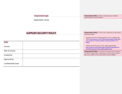 Supplier Security Policy - 27001Academy