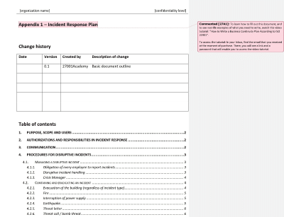 Incident Response Plan - 27001Academy