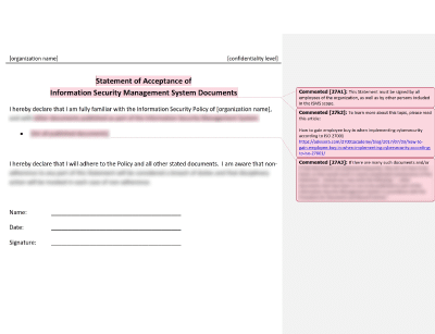 Statement of Acceptance of ISMS Documents - 27001Academy