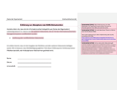 Erklärung zur Akzeptanz von ISMS-Dokumenten - 27001Academy