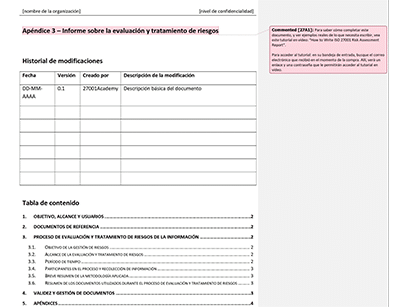 Informe sobre la evaluación y tratamiento de riesgos - 27001Academy