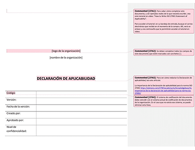 Declaración de aplicabilidad - 27001Academy