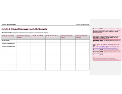 Lista de ubicaciones para continuidad de negocio - 27001Academy