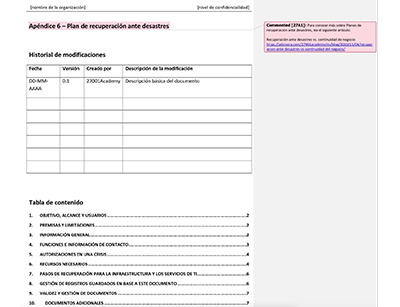 Plan de recuperación ante desastres - 27001Academy