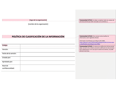 Política de clasificación de la información - 27001Academy