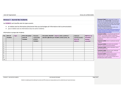Journal des incidents - 27001Academy
