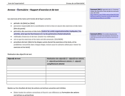 Formulaire – Rapport d'exercice et de test - 27001Academy