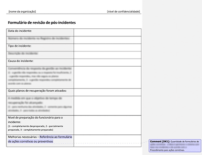Formulário de revisão de pós-incidentes - 27001Academy