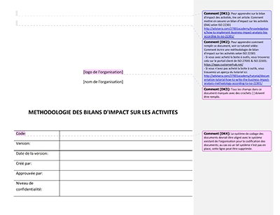 Méthodologie du Bilan d’impact sur les activités - 27001Academy