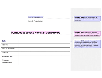 Politique de bureau propre et d'écran vide - 27001Academy