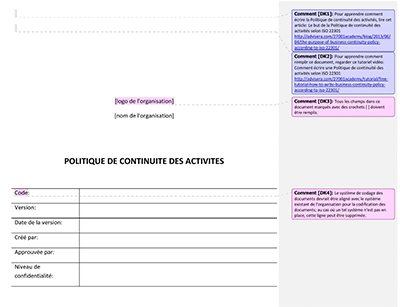 Politique de continuité des activités - 27001Academy