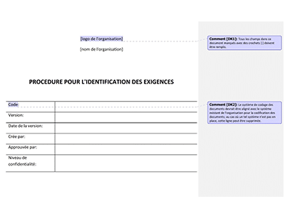 Procédure pour l'identification des exigences - 27001Academy