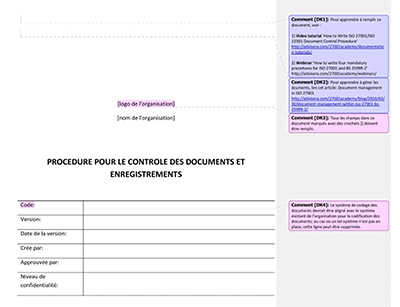 Procédure pour le contrôle des documents et enregistrements - 27001Academy