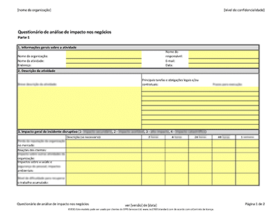 Questionário de análise de impacto nos negócios - 27001Academy